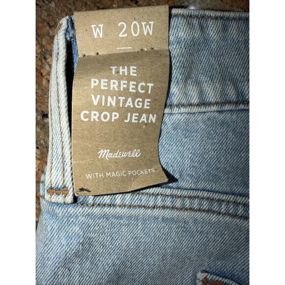 Madewell 20W Perfect Vintage Crop Light Wash Distressed Jeans NWT - Picture 8 of 9